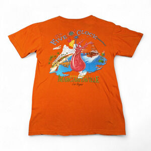 Vintage Margaritaville Shirt Adult SMALL Orange Cotton Tropical Las Vegas 90s
